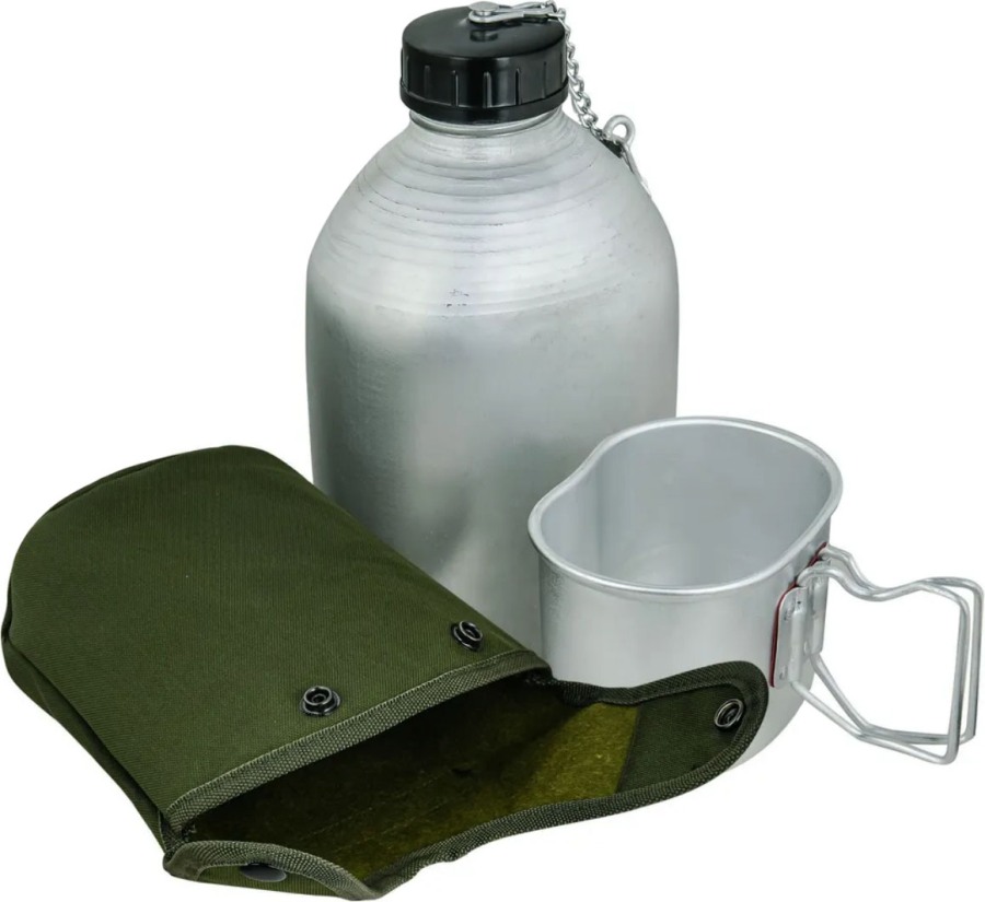Алюминиевая армейская фляжка с котелком Military Max в чехле 1,3 литра - компактный и вместительный комплект