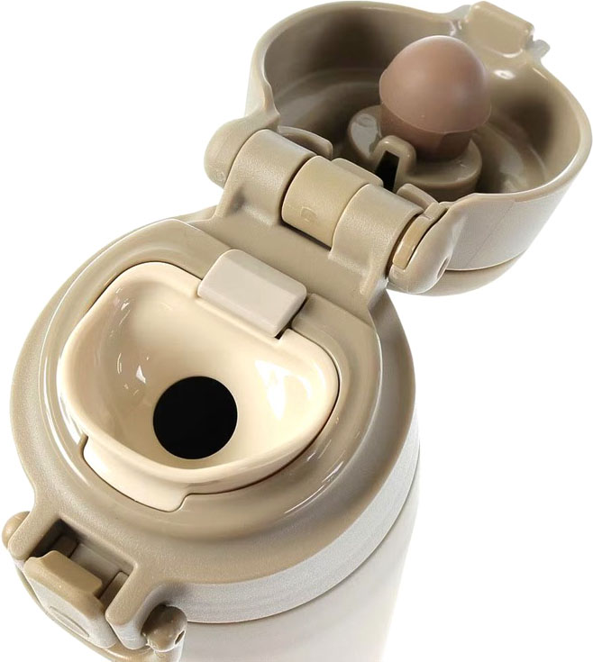 Термос с поилкой хаки Thermos JOS-750 для напитков - блокировка крышки с кнопкой