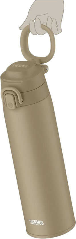 Термос с поилкой хаки Thermos JOS-750 для напитков - ручка-кольцо на крышке