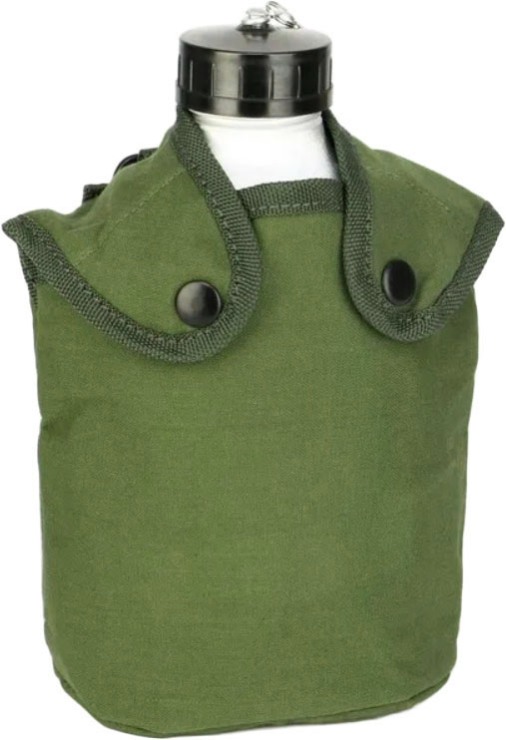 Алюминиевая армейская фляжка с котелком Military Max в чехле 1,3 литра - текстильный чехол с застёжками