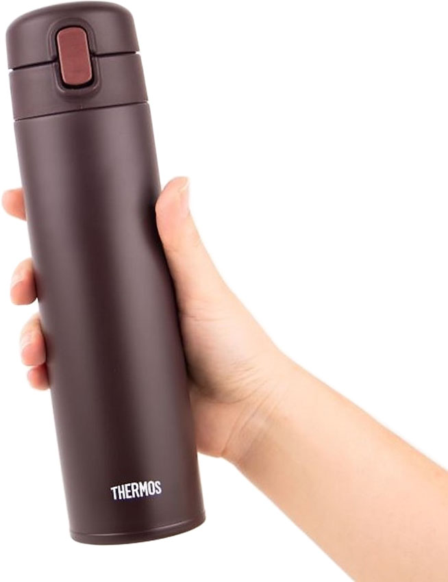 Термокружка Thermos FJM 450 мл с трубочкой - блокировка крышки с кнопкой